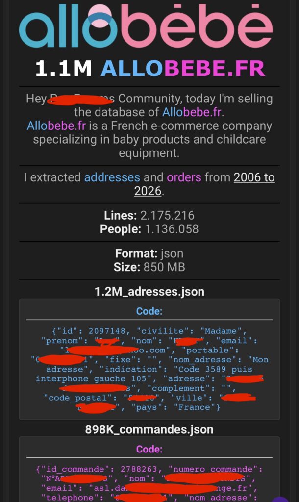 Allobebe cyberattaque