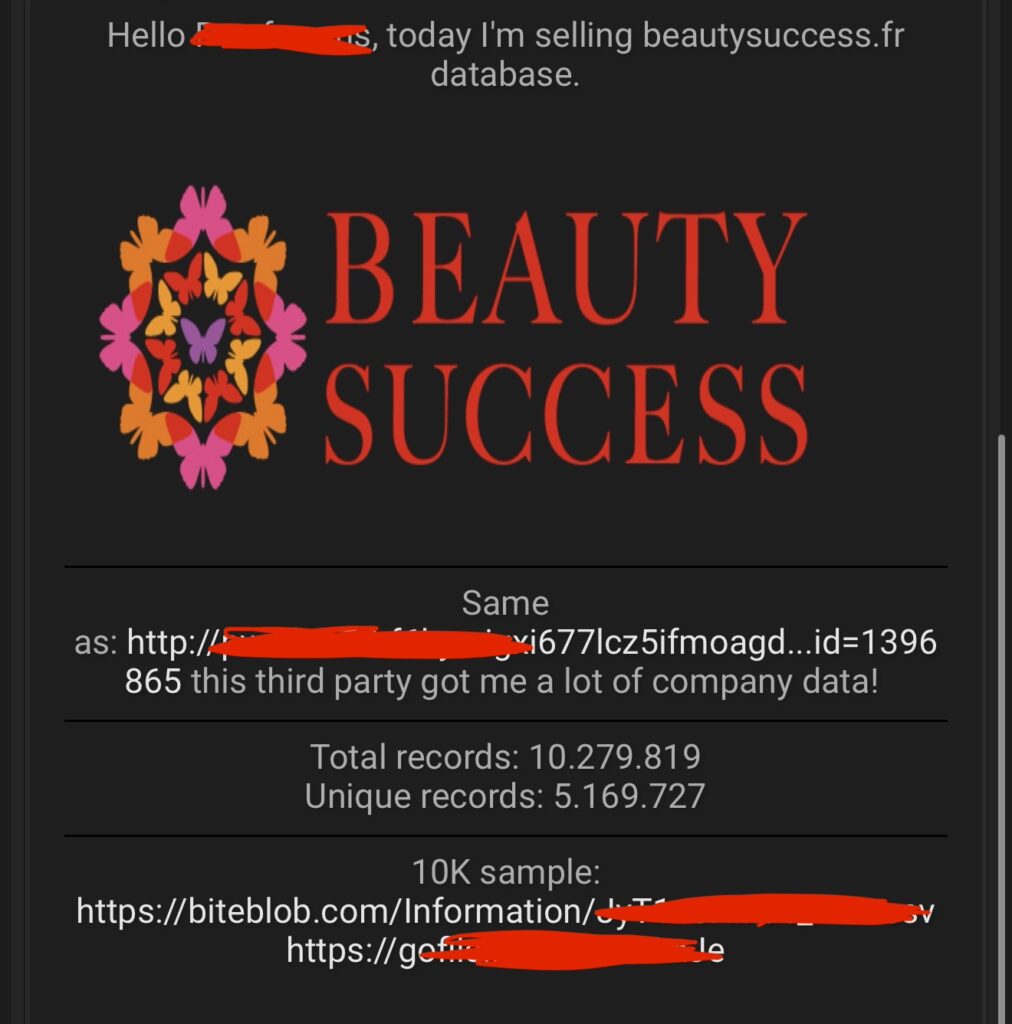 Beauty cyberattaque