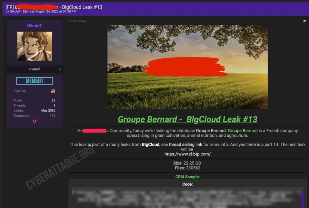 Groupe Bernard cyberattaque