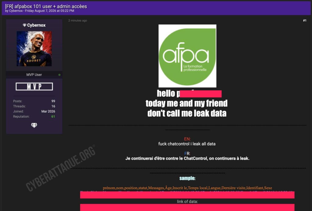Afpa cyberattaque