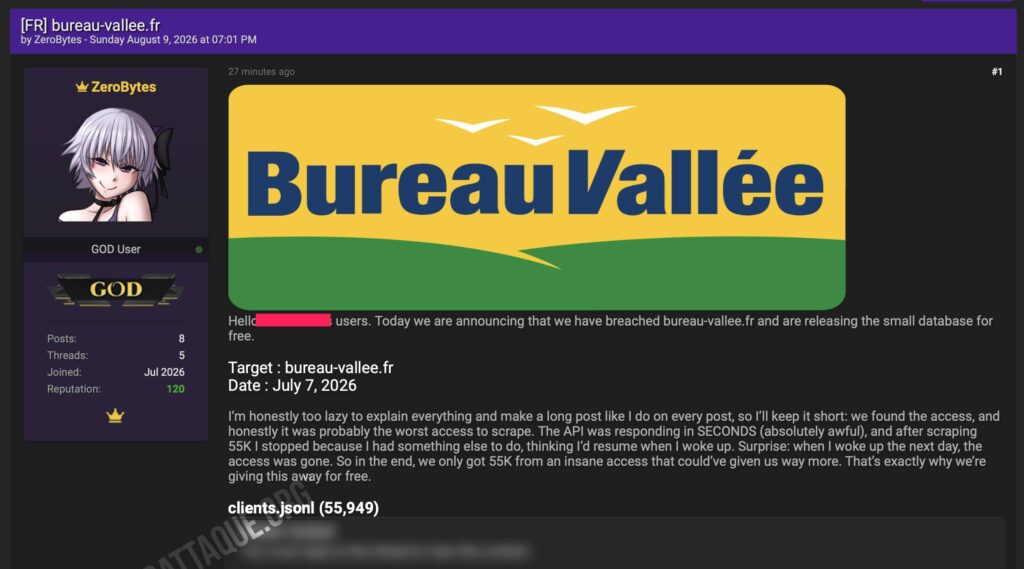 Bureau Vallée cyberattaque