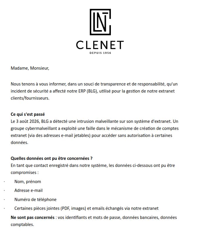 clenet cyberattaque