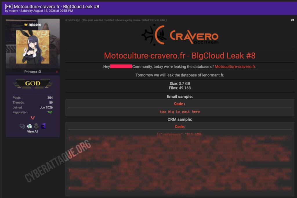 Cravero cyberattaque