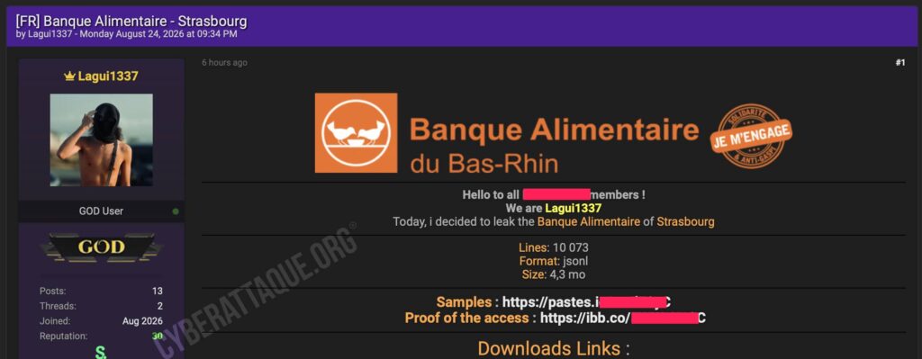 Banque Alimentaire de la Croix-Rouge à Strasbourg cyberattaque