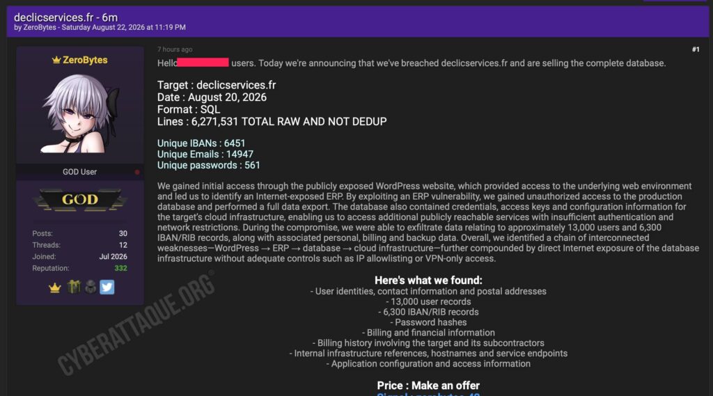 Déclic Services cyberattaque