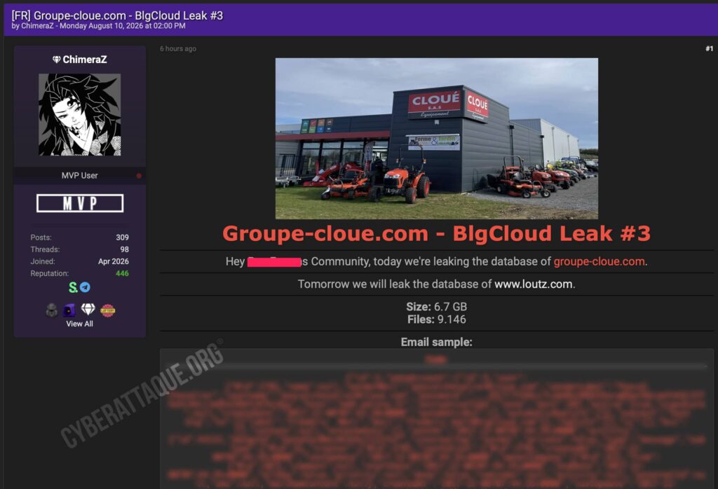 Groupe Cloué cyberattaque
