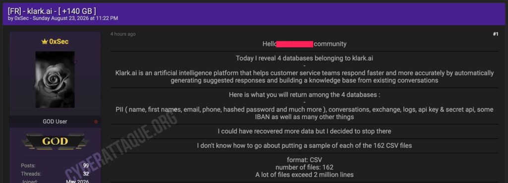 klark.ai cyberattaque