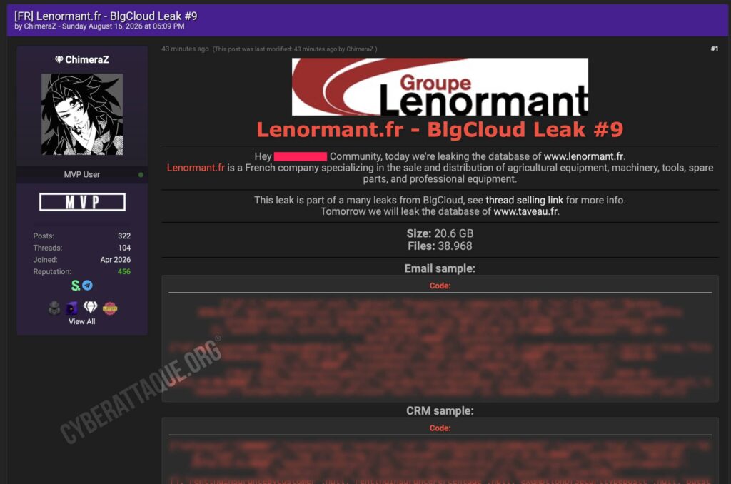 Lenormant cyberattaque