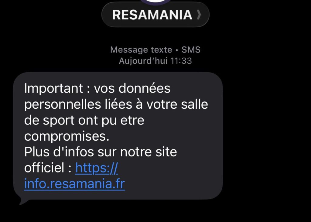 SMS resamania fuite de données
