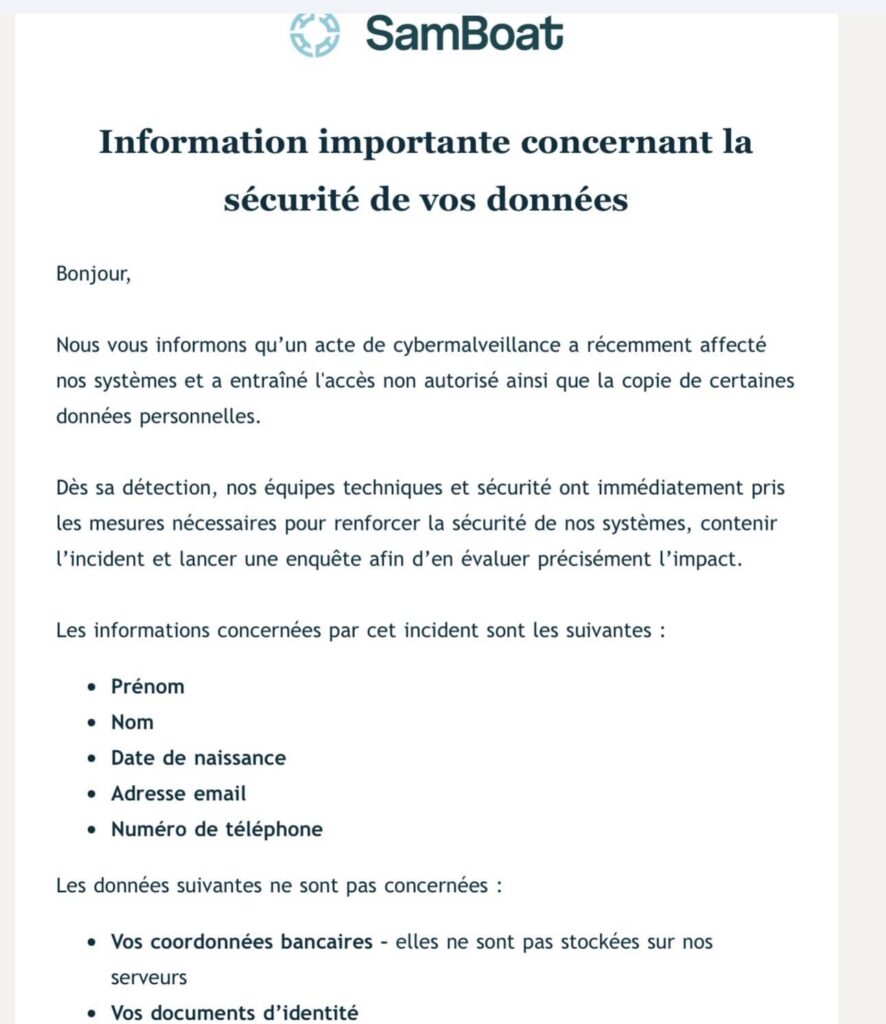 SamBoat cyberattaque