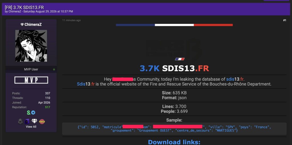 SDIS 13 cyberattaque