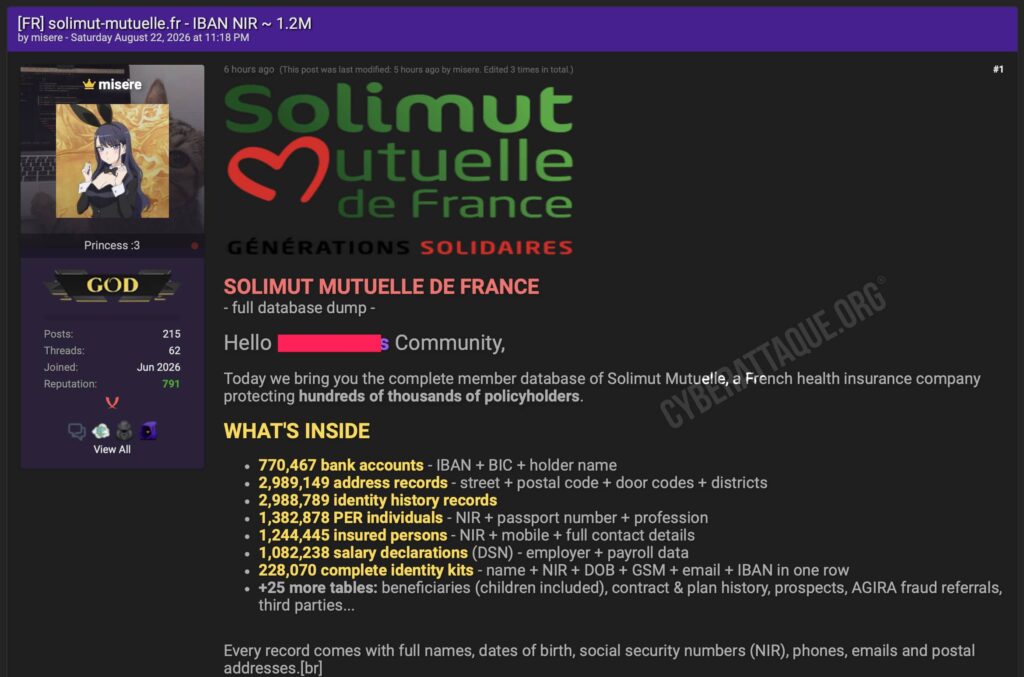 Solimut Mutuelle cyberattaque