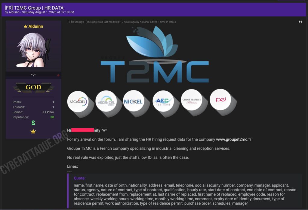 Cyberattaque T2MC