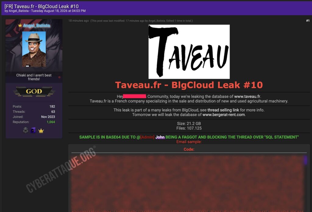 Taveau cyberattaque