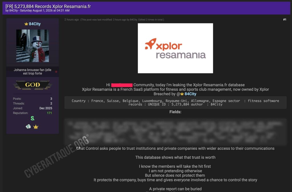 Xplor Resamania cyberattaque