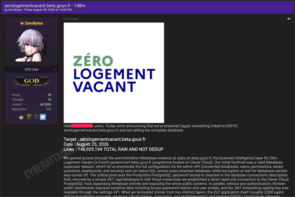 Zéro Logement Vacant cyberattaque