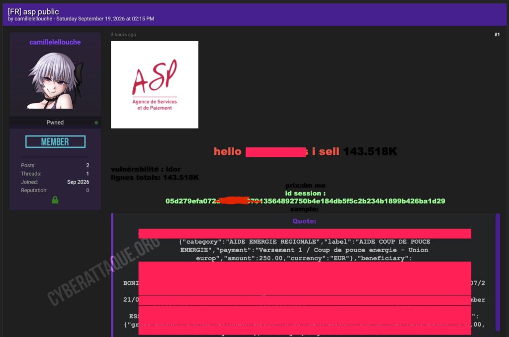 ASP cyberattaque