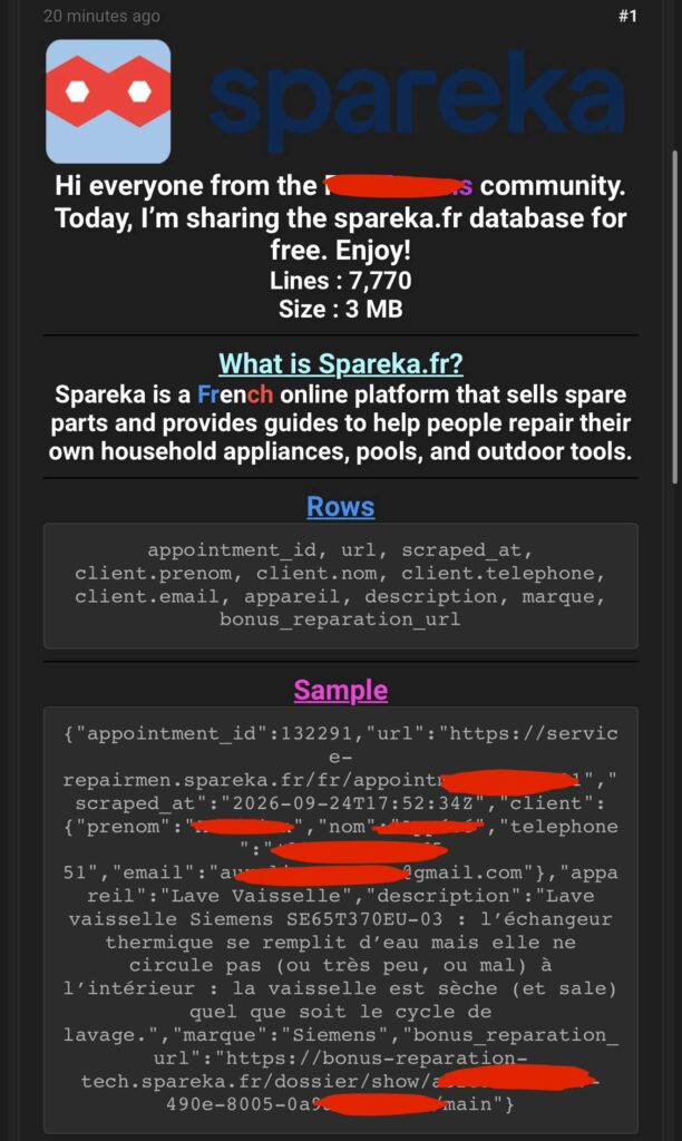 Spareka cyberattaque