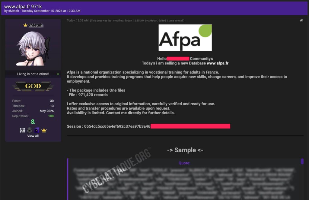 AFPA cyberattaque