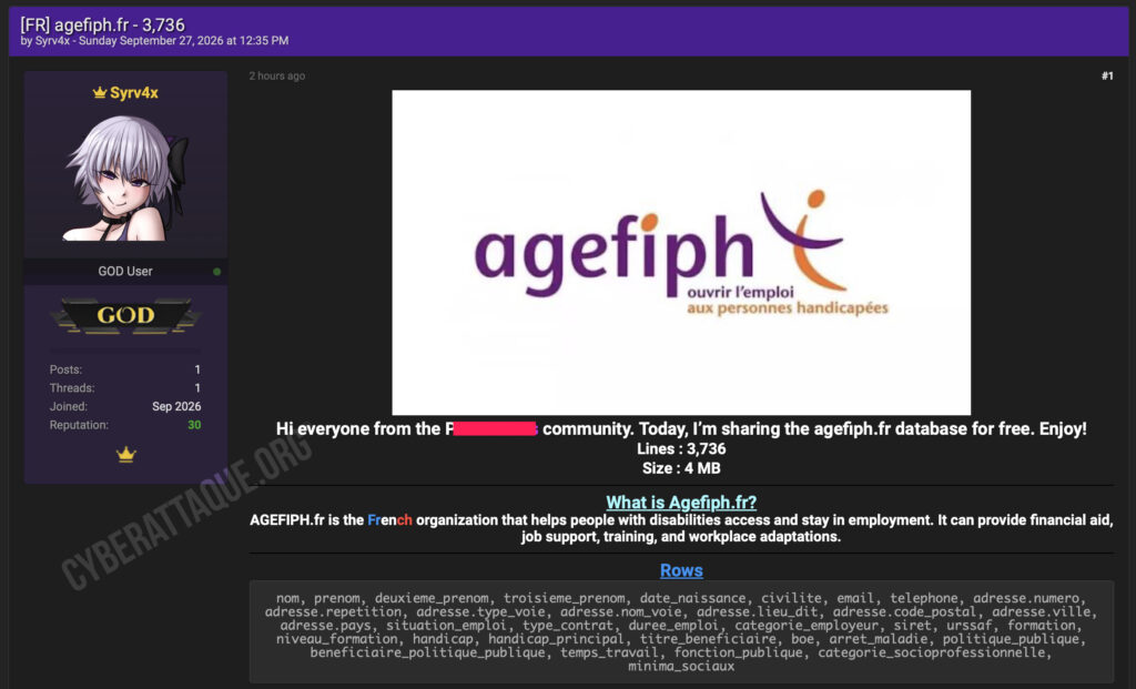 Agefiph cyberattaque