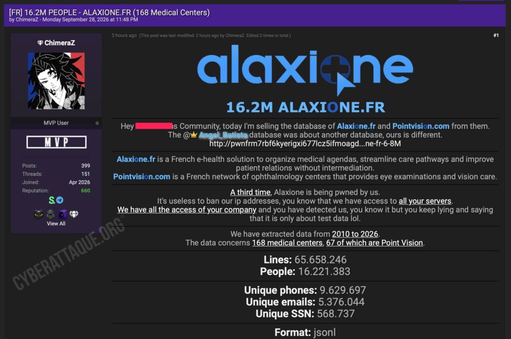 alaxione point vision cyberattaque