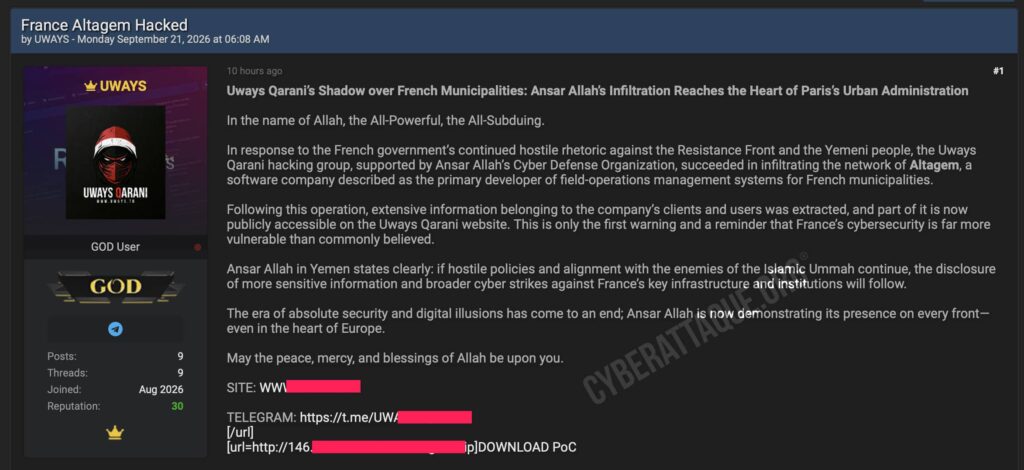 Altagem cyberattaque