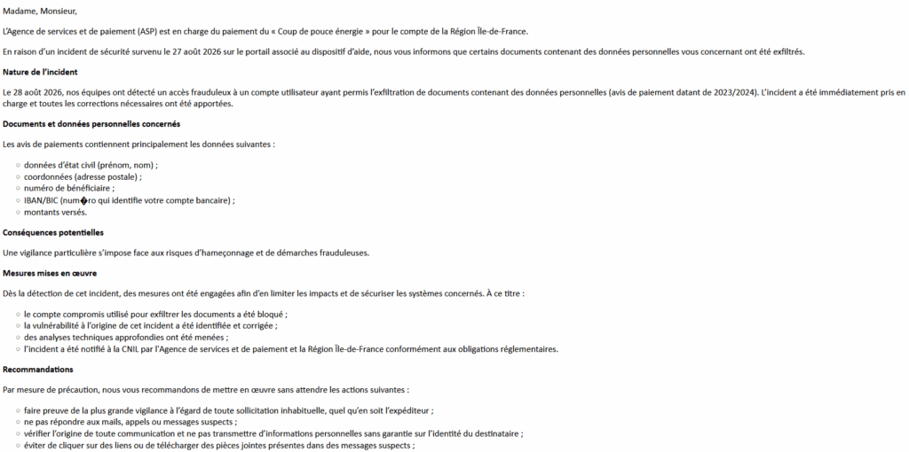 Coup de pouce energie cyberattaque