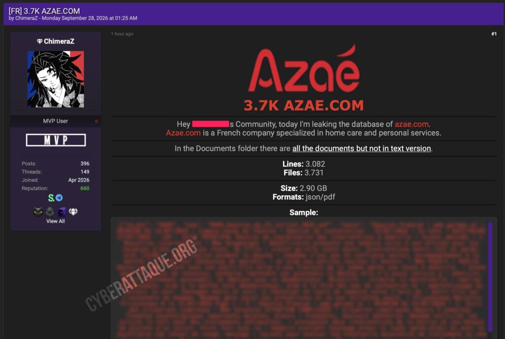 Azaé cyberattaque