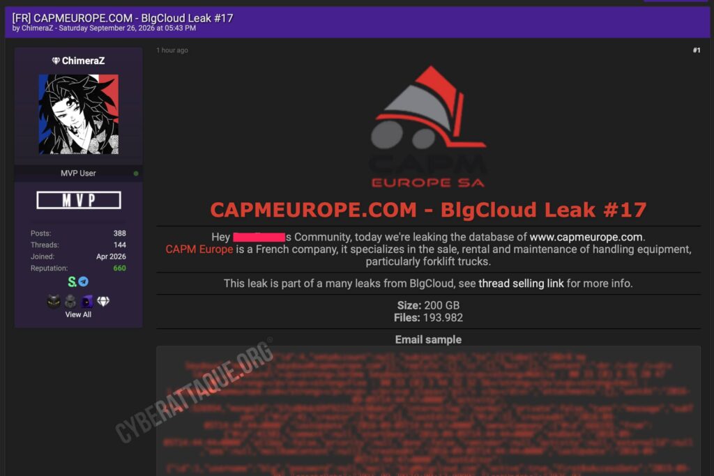 CAPM Europe cyberattaque