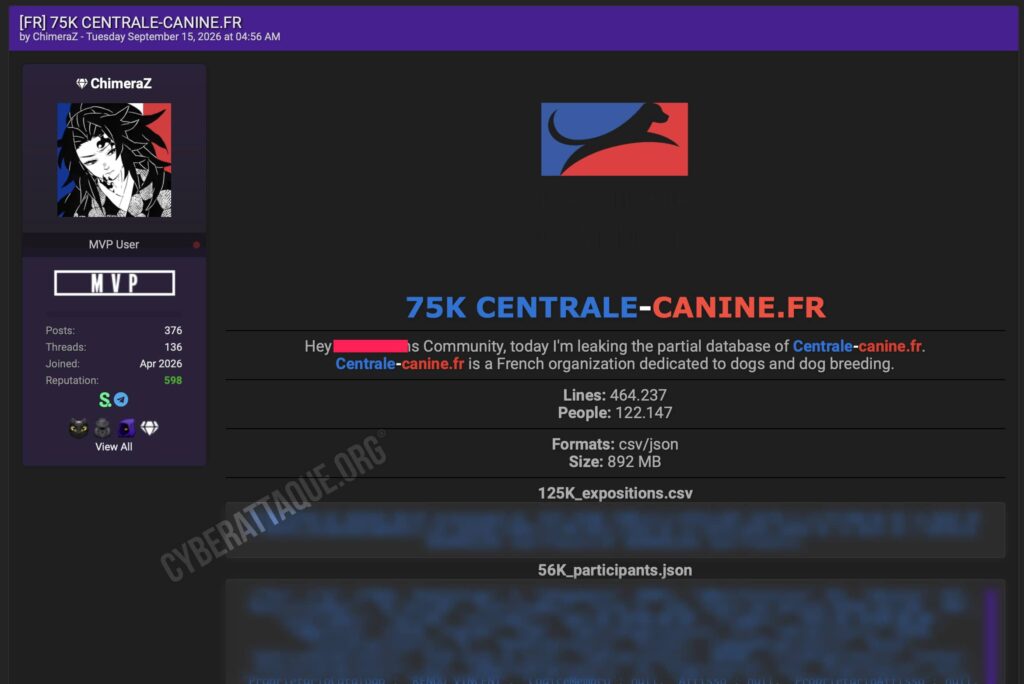 Centrale canine cyberattaque