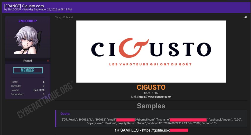 Cigusto cyberattaque