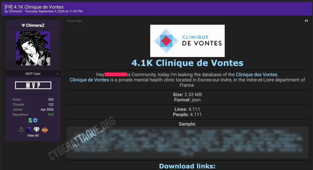 Clinique de Vontes cyberattaque