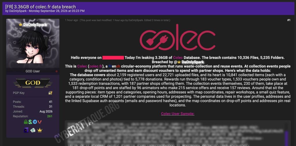 Colec cyberattaque
