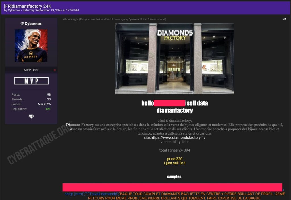 Diamonds Factory cyberattaque
