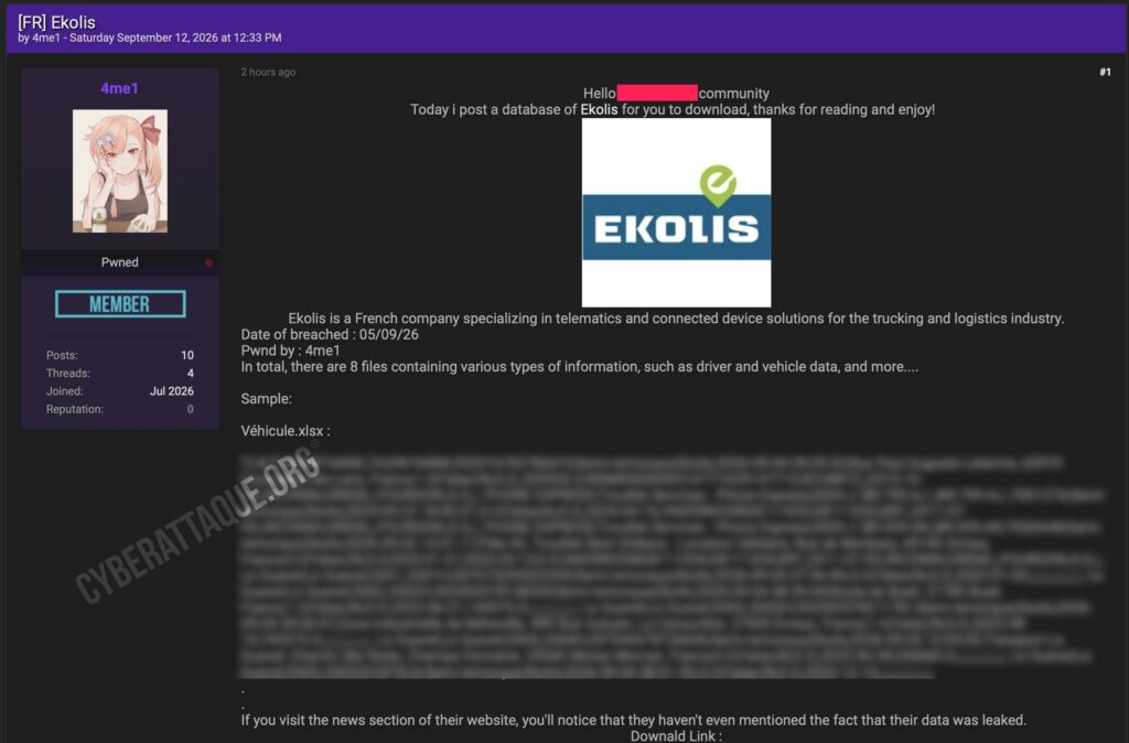Ekolis cyberattaque