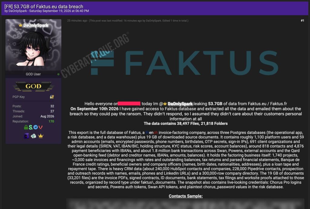 Faktus cyberattaque