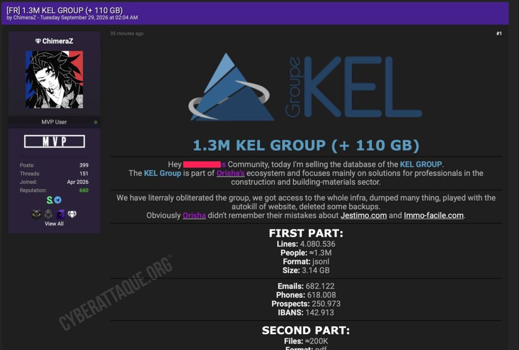 Orisha cyberattaque kel