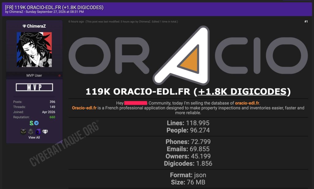 Oracio cyberattaque