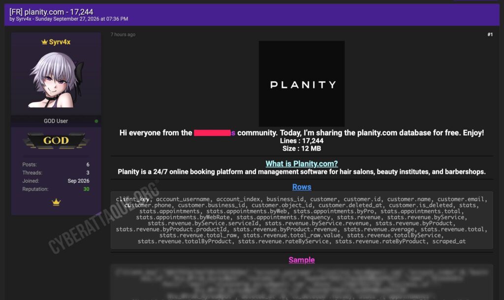 Planity cyberattaque