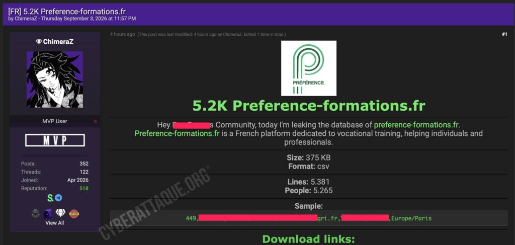 Préférence Formations cyberattaque