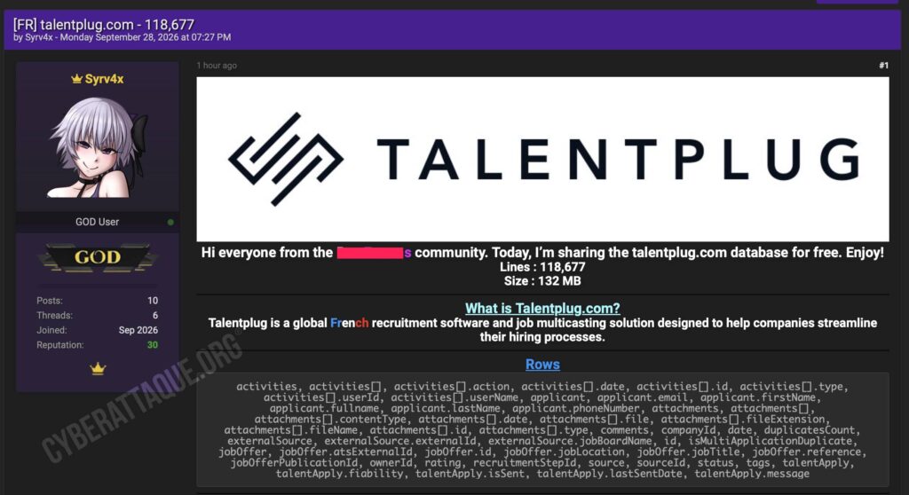 Talentplug cyberattaque