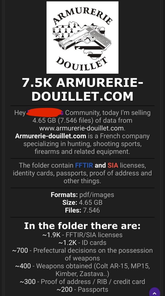Armurerie douillet cyberattaque