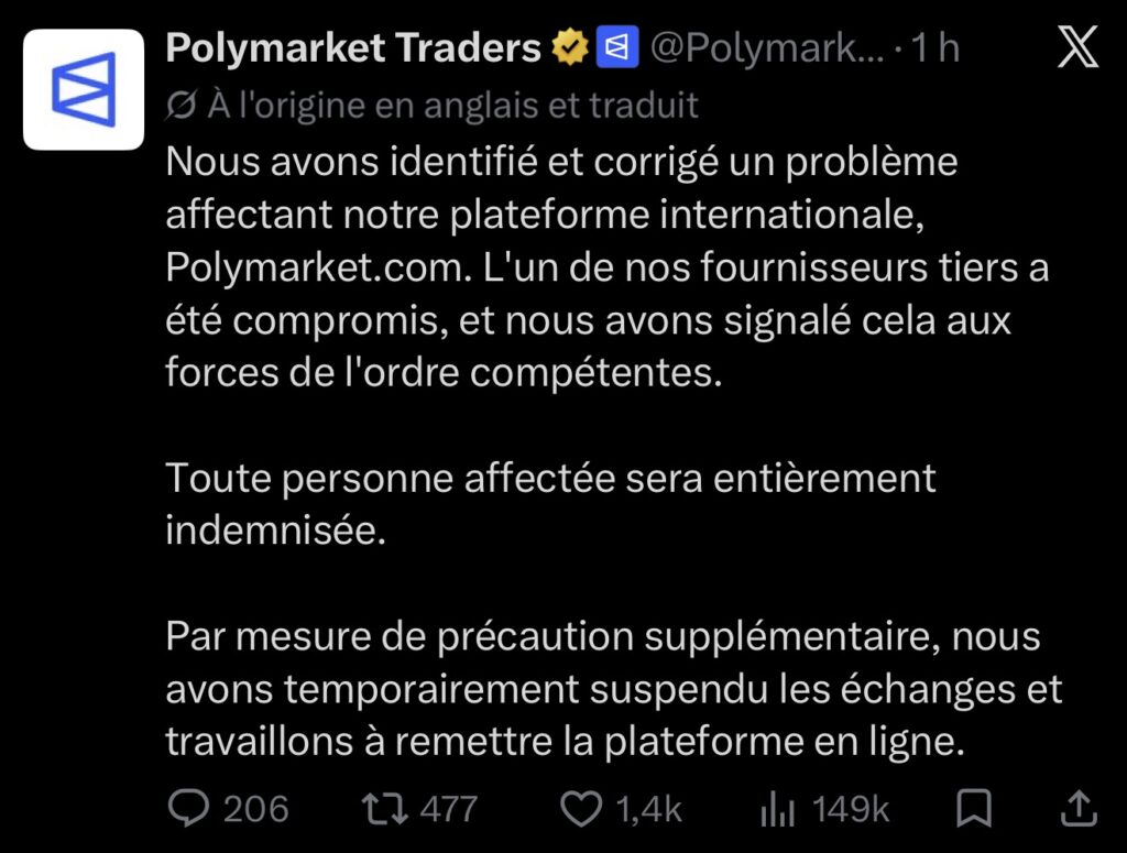 Polymarket cyberattaque