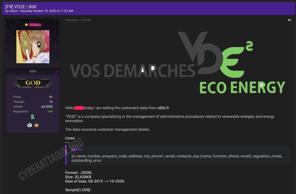 VD2E cyberattaque