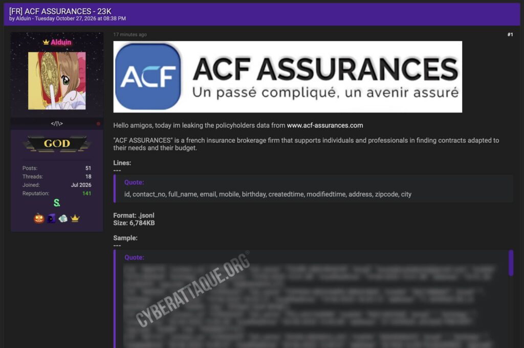 ACF Assurances cyberattaque
