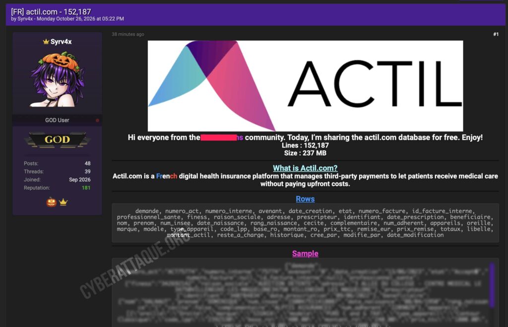 ACTIL cyberattaque