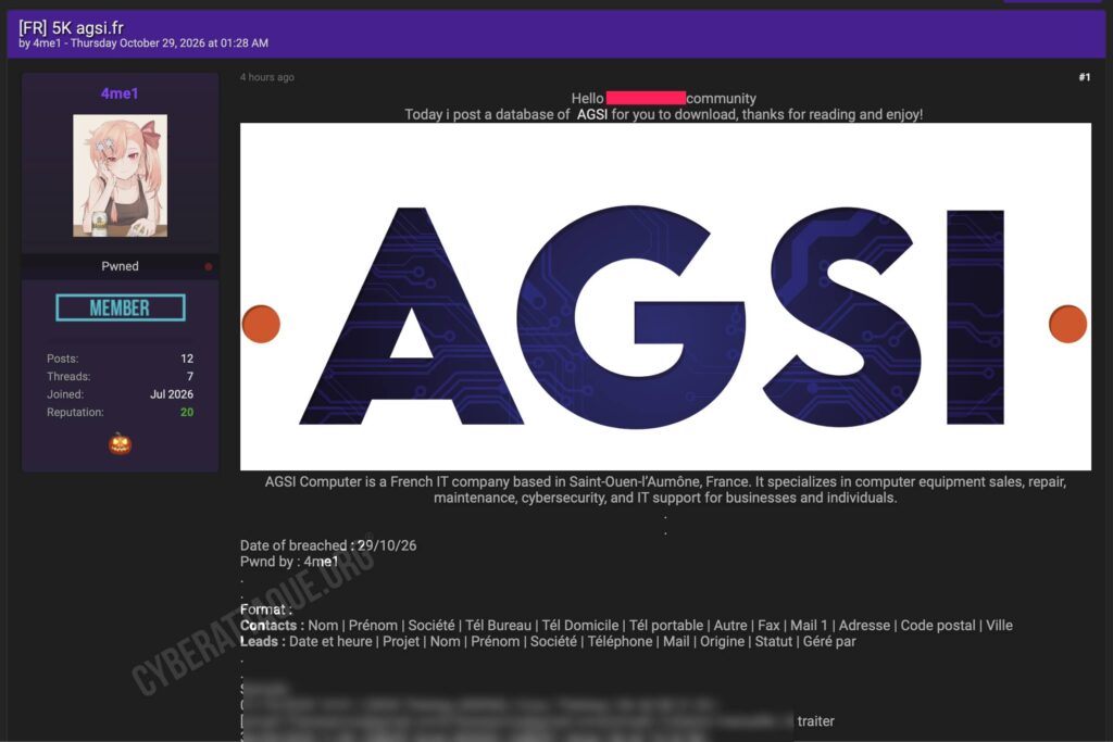 AGSI cyberattaque
