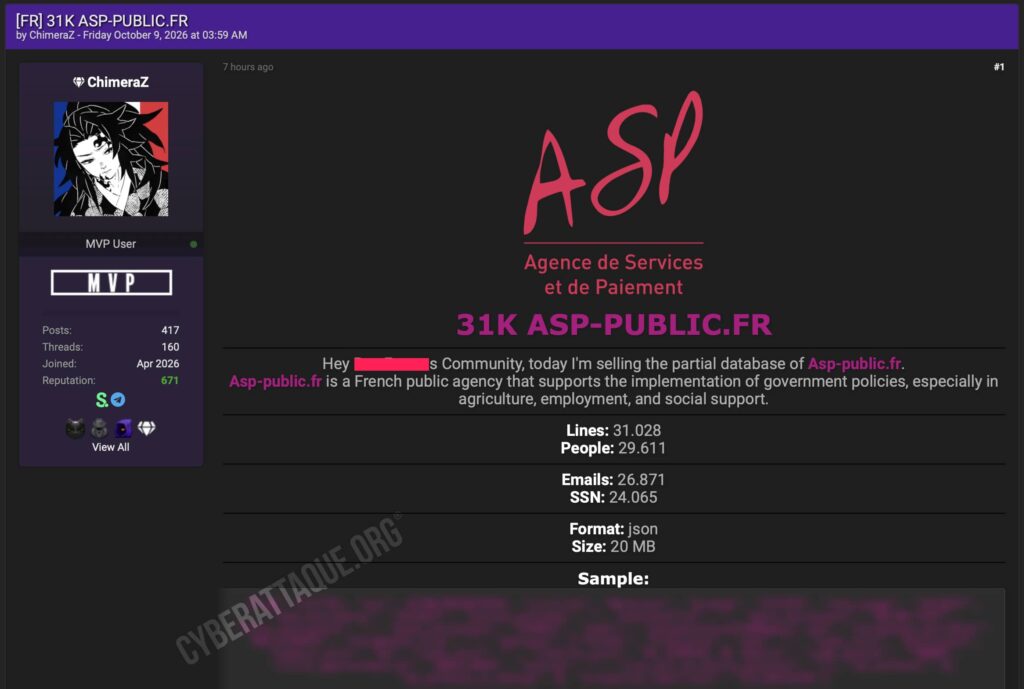 ASP cyberattaque
