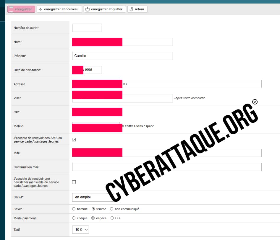 Avantages Jeunes cyberattaque