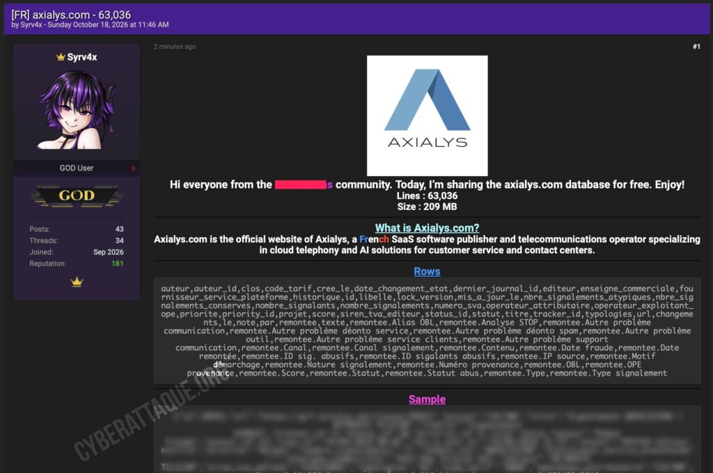 Axialys cyberattaque